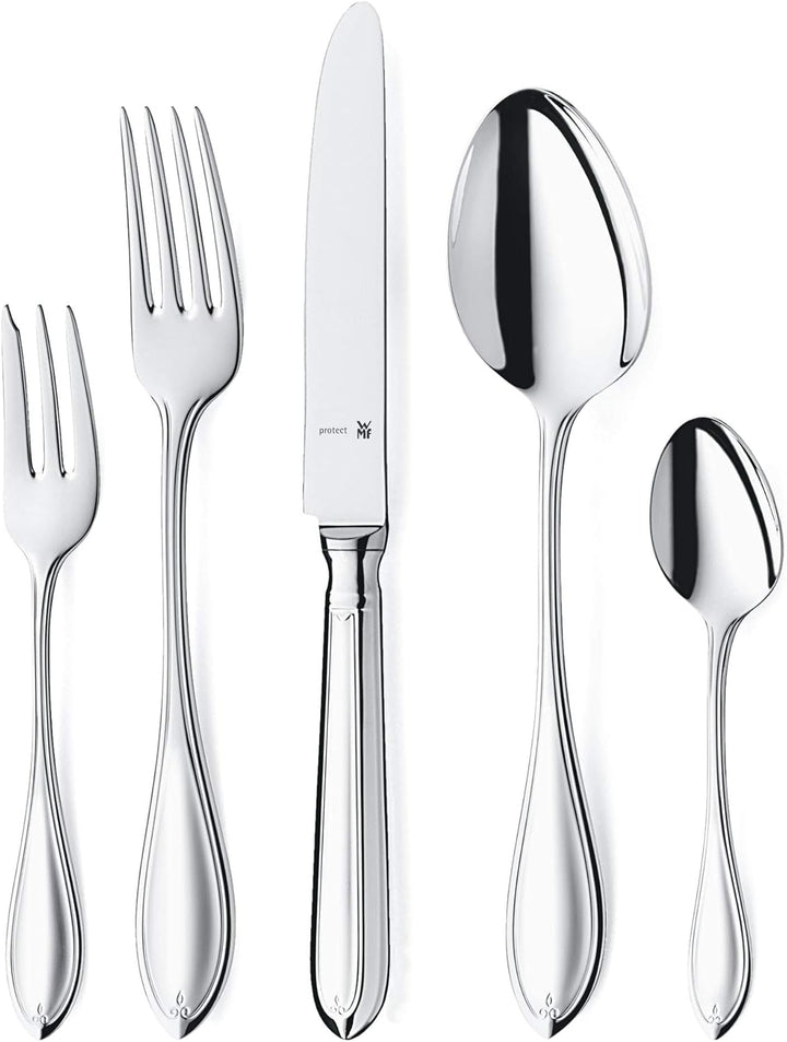 WMF Premiere Edelstahl Besteck Set 6 Personen, Essbesteck Set 30 teilig, Hohlheftmesser, Cromargan p