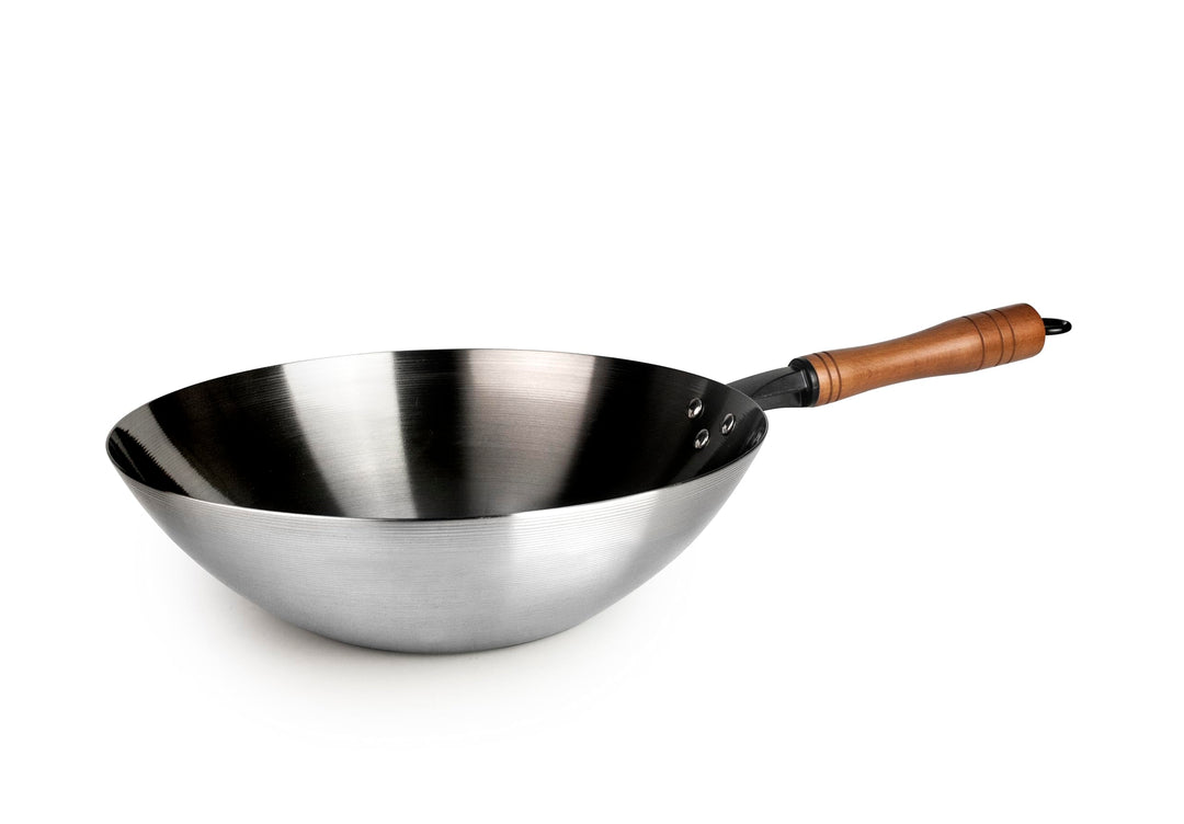 IBILI Karbonsteel Wok aus Karbonstahl, 32 cm, induktionsgeeignet, Wärmespeicherung, langlebig und ro
