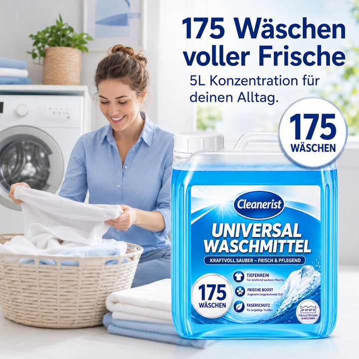 Cleanerist | 5L Universal Flüssigwaschmittel Vollwaschmittel – XXL Grosspackung – für Weiss- Bunt- S