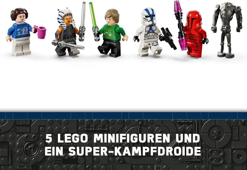 LEGO Star Wars Adventskalender 2024, 18 Mini-Modelle und 6 Charaktere zum Sammeln, Vorweihnachtsgesc
