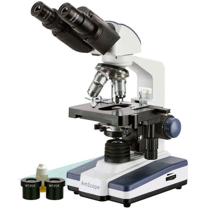 AmScope B120C-10M 40X-2500X LED Lab Binokular-Verbundmikroskop mit 3D-Bühne und 10MP-Kamera