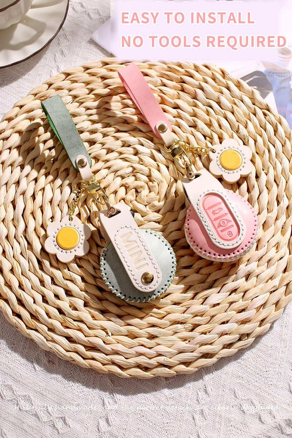 HIBEYO Autoschlüssel Hülle passt für BMW Mini Schlüssel hülle Nebelwachsleder Schutzhülle für Mini F