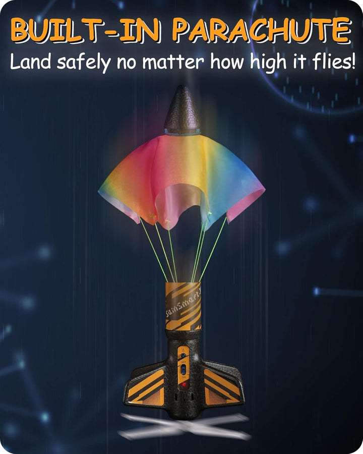 SainSmart Jr. Rakete Spielzeug – Motorisierte Rakete mit Fallschirm, Start bis zu 61 Meter, Outdoor-