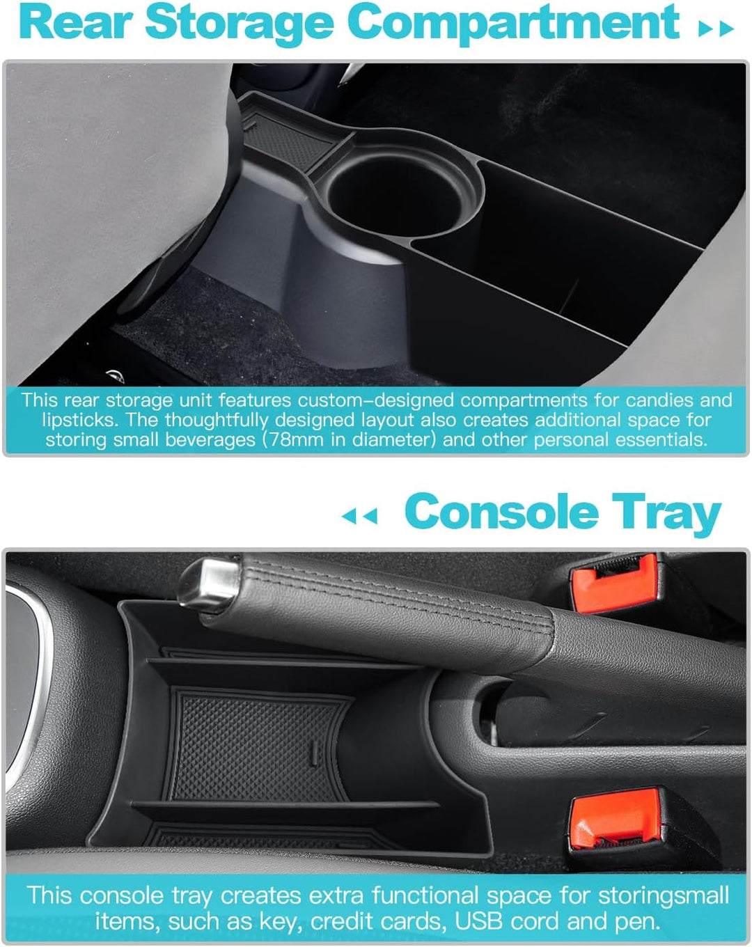 CDEFG Kompatibel mit VW UP GTI/Seat MII/Citigo 2013-2023 Mittelkonsole Organizer Aufbewahrungsbox Au
