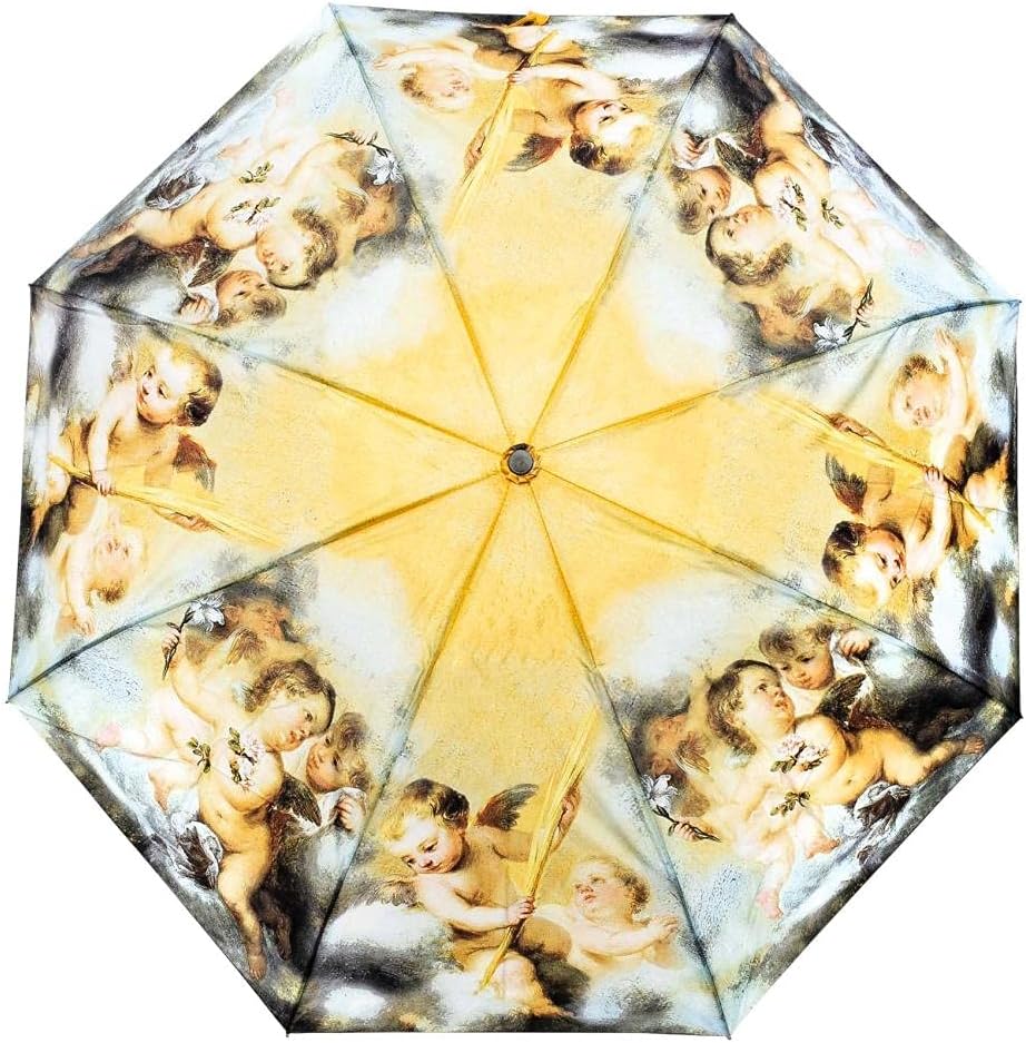 LUCKYWEATHER Regenschirm Taschenschirm Mini Damen Motiv Engel in den Wolken I Taschenschirme klein u