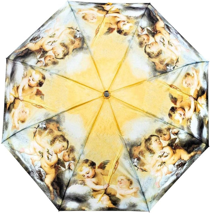 LUCKYWEATHER Regenschirm Taschenschirm Mini Damen Motiv Engel in den Wolken I Taschenschirme klein u