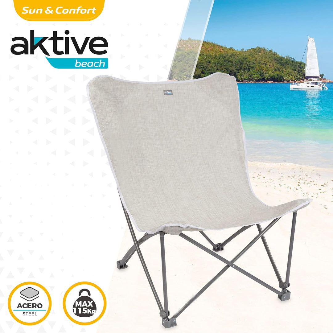 AKTIVE 62638 Strandkorb beige XL mit Schultergurt, Steel + TEXTILENE