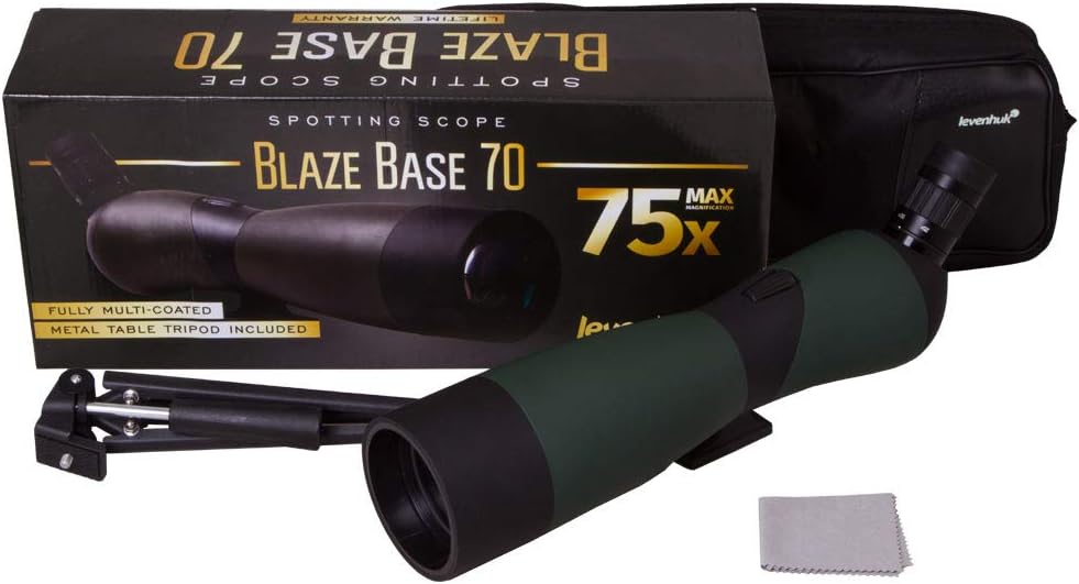 Levenhuk Blaze Base 70 Tragbares Spektiv mit BK-7-Glasoptik, Metall-Tischstativ und Tasche zur Beoba