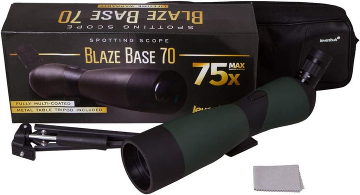 Levenhuk Blaze Base 70 Tragbares Spektiv mit BK-7-Glasoptik, Metall-Tischstativ und Tasche zur Beoba