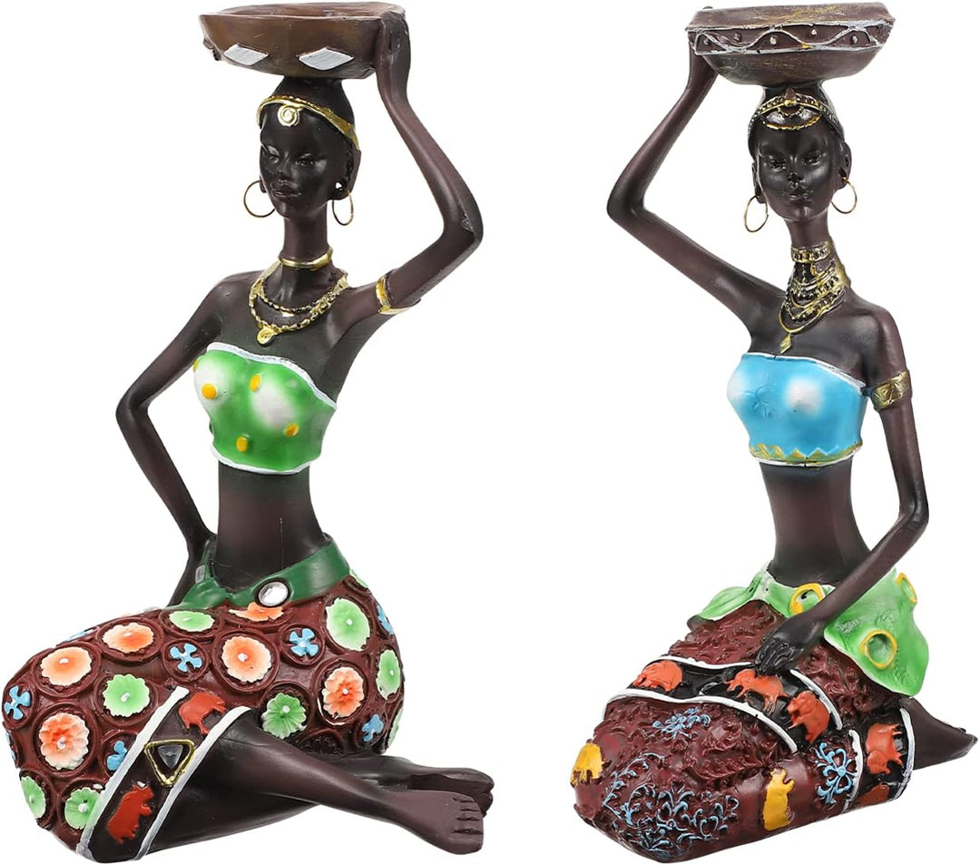 BESPORTBLE 2St dekorative Ornamente Afrikanische Kunstfiguren Kerzen Tablettdekor Schwarze Figuren H