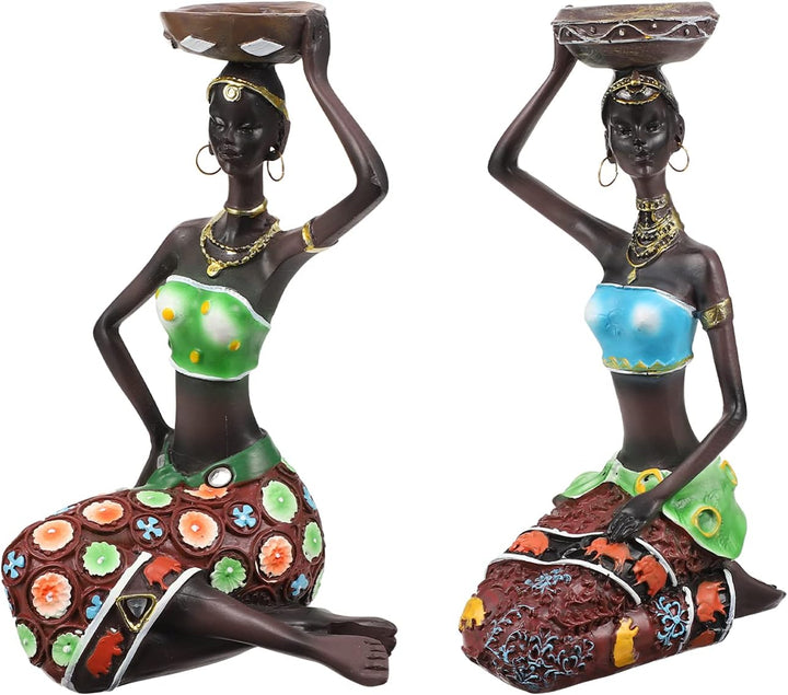 BESPORTBLE 2St dekorative Ornamente Afrikanische Kunstfiguren Kerzen Tablettdekor Schwarze Figuren H
