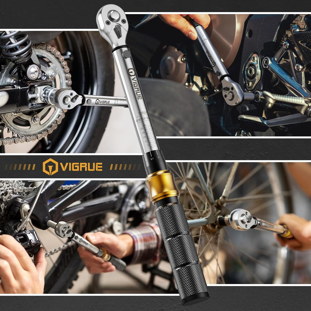 VIGRUE Drehmomentschlüssel 1/4", Drehmomentschlüssel Fahrrad Set 5–25 Nm ±4% Genauigkeit mit Verläng