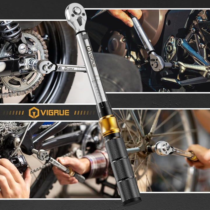 VIGRUE Drehmomentschlüssel 1/4", Drehmomentschlüssel Fahrrad Set 5–25 Nm ±4% Genauigkeit mit Verläng