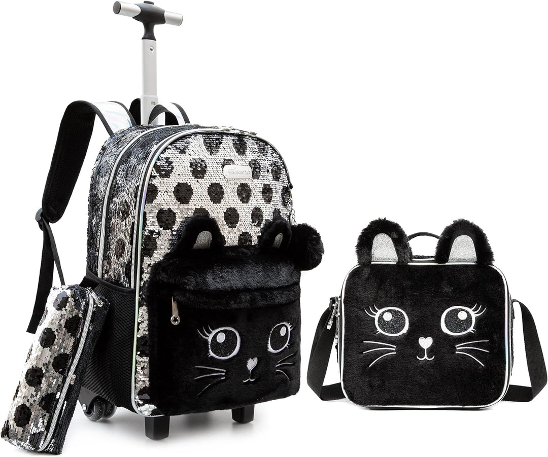 HTgroce Kinder Rollrucksack Schultaschen für Mädchen College Student Reise Reise Schule Kinder, Klei