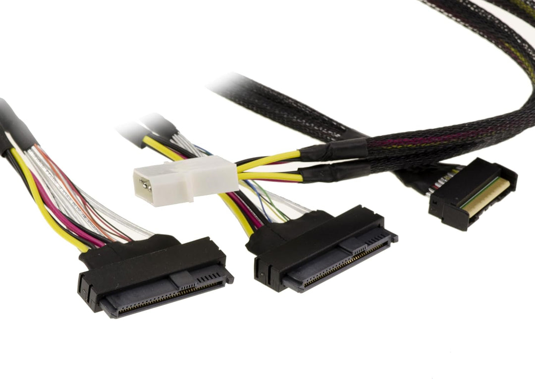 KALEA-INFORMATIQUE PCIe 5.0-Kabelkabel mit MCIO 8i 74-Pin-Steckern zu 2x SFF-8639 68 Pin U2 U3 Länge
