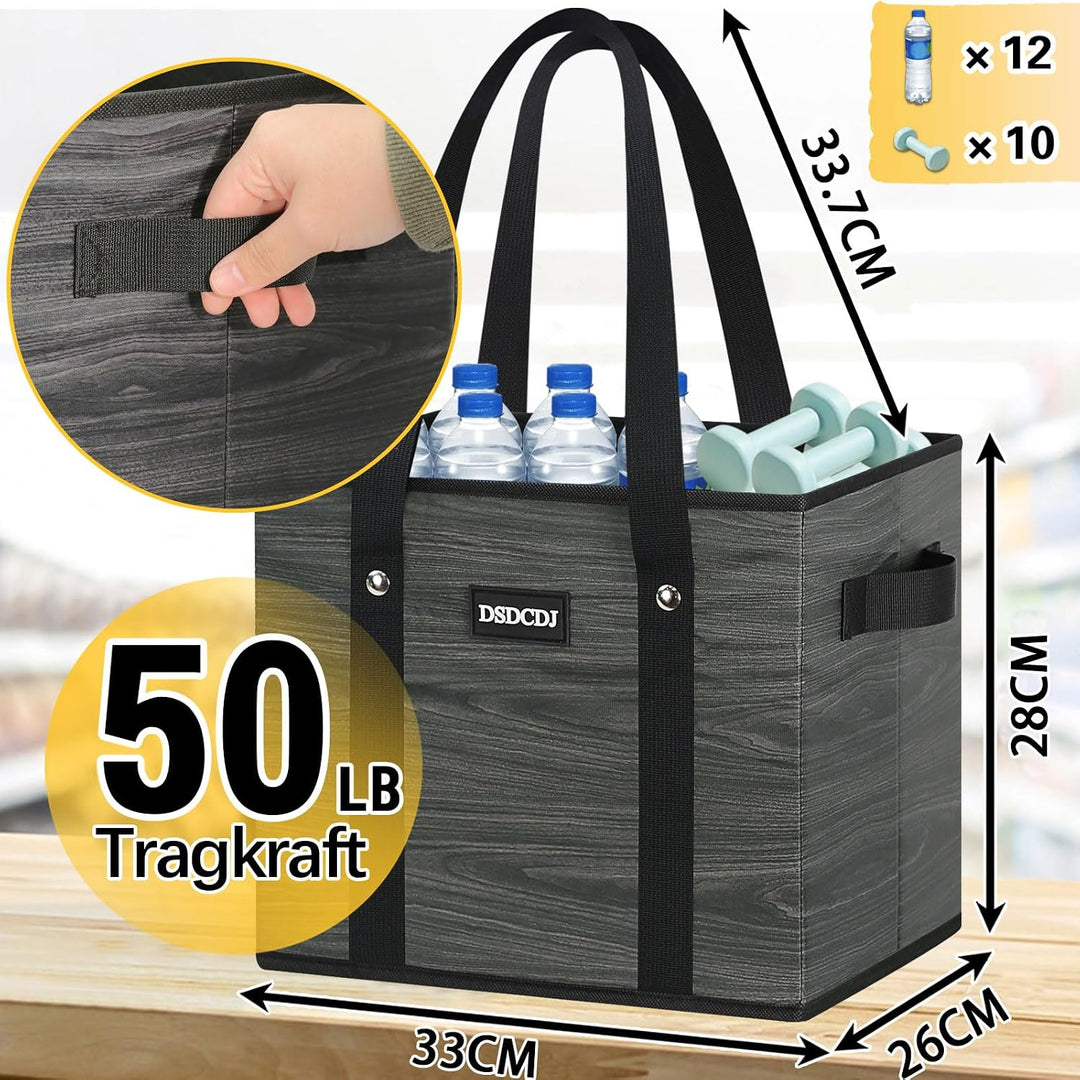 Einkaufskorb Faltbar 3er Pack – Einkaufstasche Stabil mit Henkel und verstärktem Boden – Ideale Korb