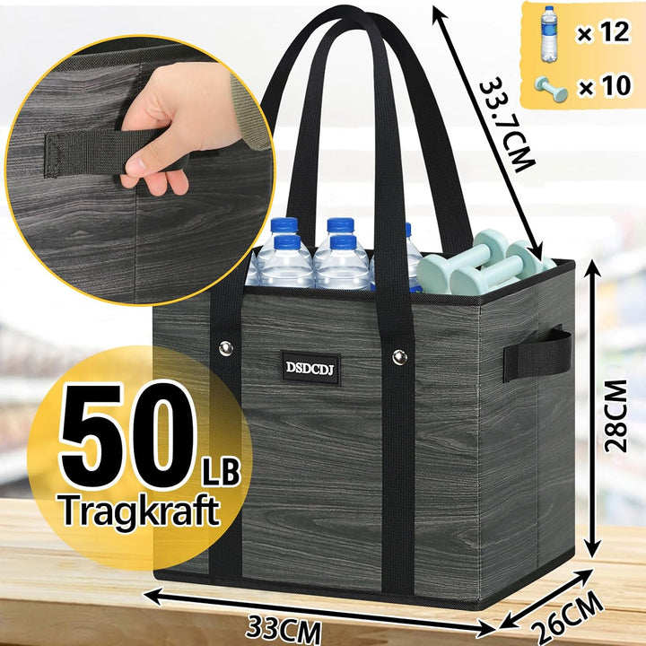 Einkaufskorb Faltbar 3er Pack – Einkaufstasche Stabil mit Henkel und verstärktem Boden – Ideale Korb