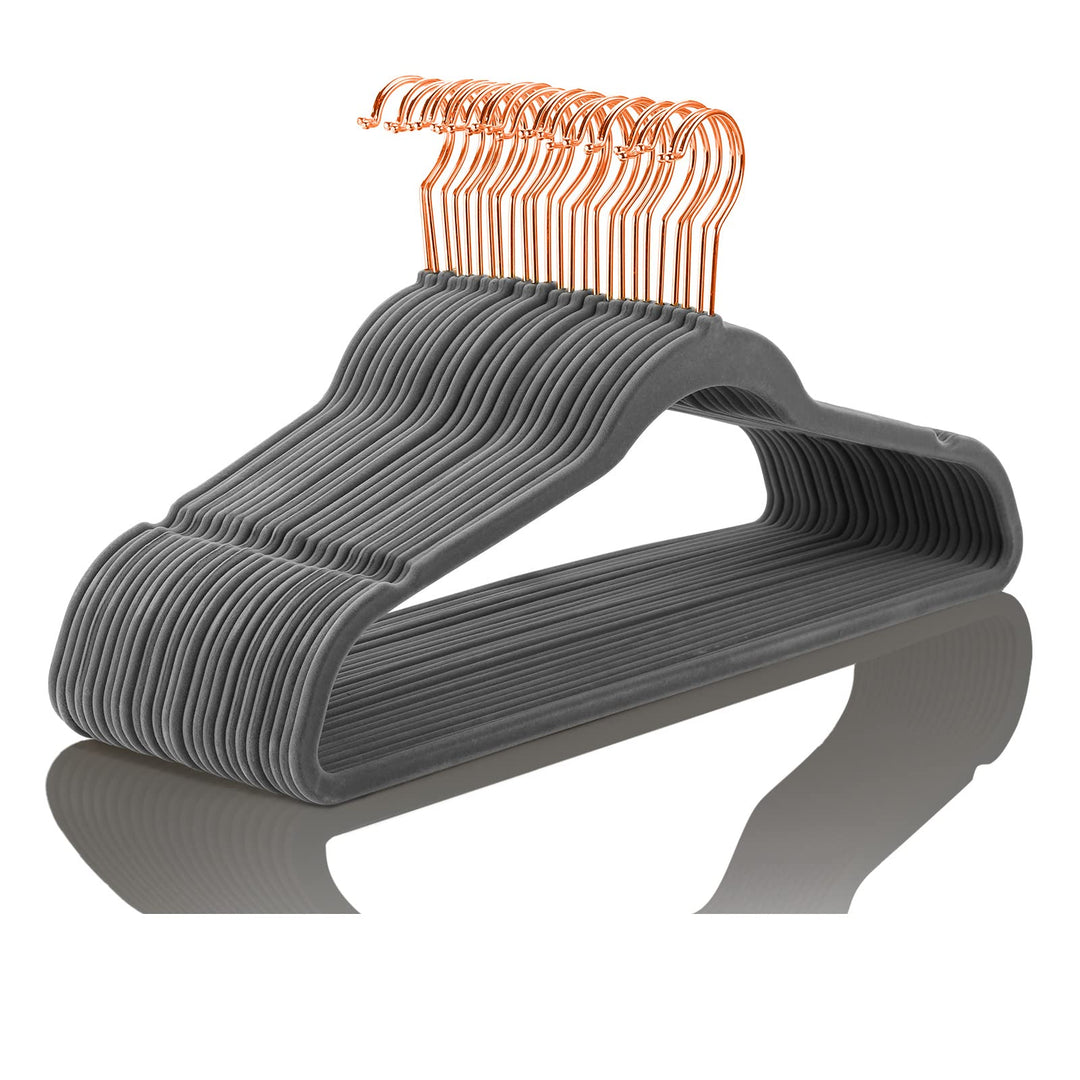 MIZGI Premium samtaufhänger heavyduty Nicht Beleg-samt-Anzug kleiderbügel grau Grau 50-Pack, Grau 50