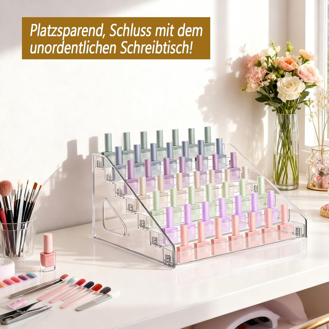 2 Stück 7 Schichten Nagellack Aufbewahrung, Acryl Nagellack Organizer Transparent Lippenstiftständer