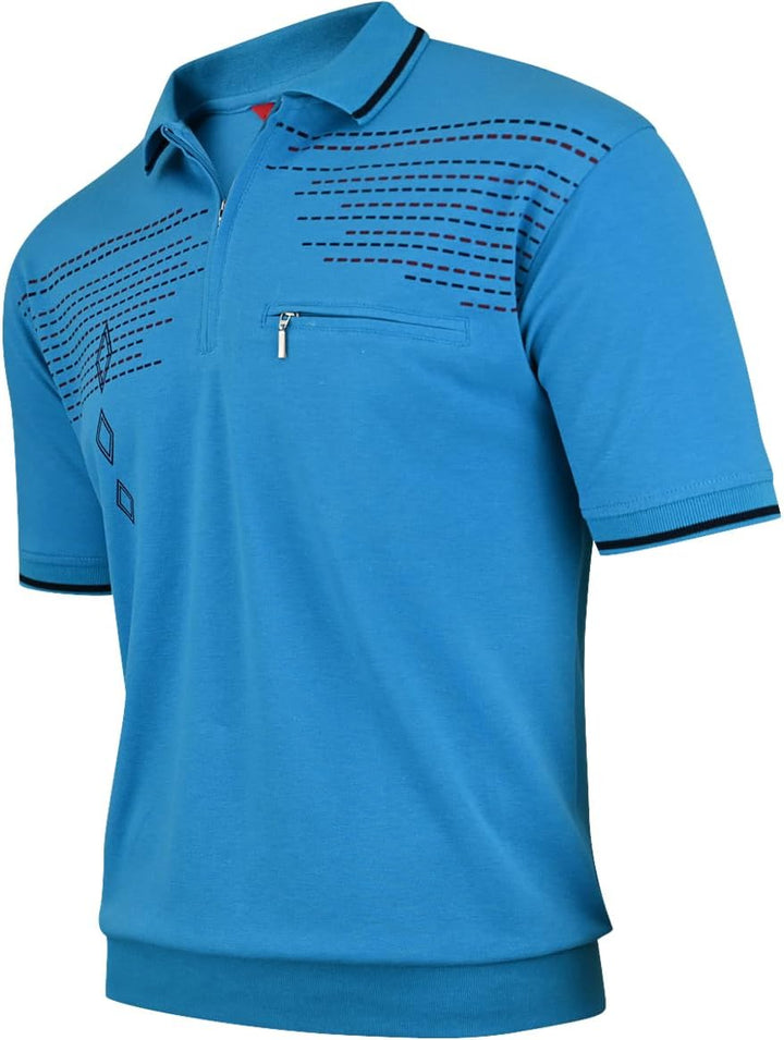 Soltice Herren Kurzarm Poloshirt, Polohemd Kragen, Gestreifte Blousonshirt mit Brusttasche aus Baumw