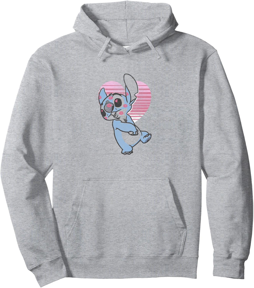 Disney Lilo & Stitch Valentinstag Stitch Retro Pink Heart Pullover Hoodie