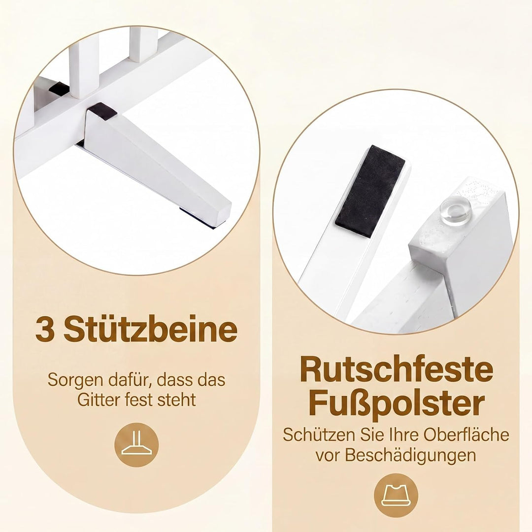 GYMAX 6-teilig Absperrgitter Hund, 61cm Hoch Schutzgitter aus Holz mit 360° Scharnieren & Dreibeinst