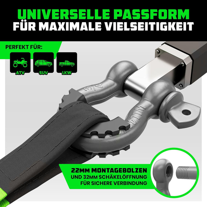 Rhino USA D-Ring-Schäkel (2 Pack) - 18.983kg Bruchfestigkeit - Schwerlast 1,9 cm Augbolzen Schäkeln