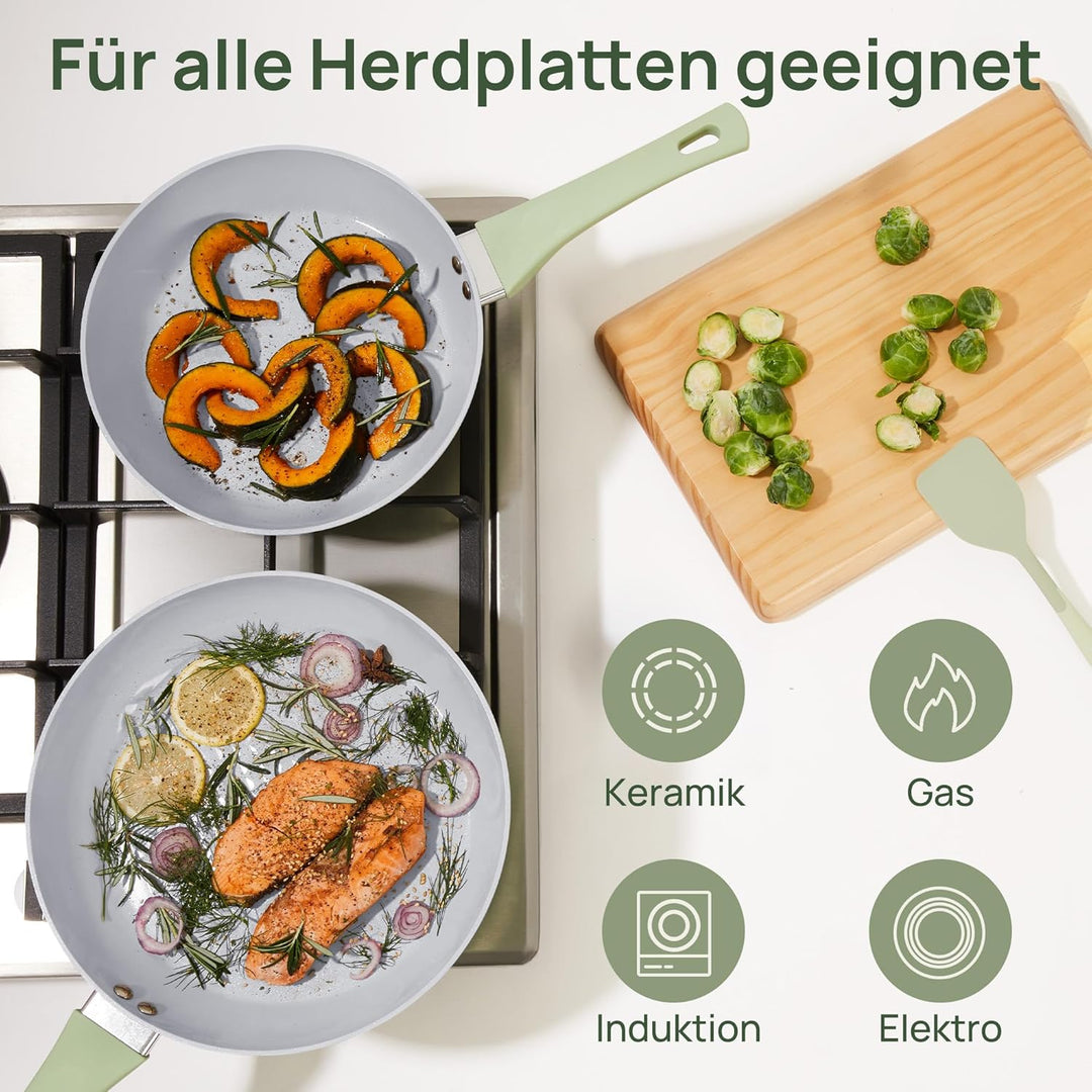 KOKHUB Antihaft Keramik Bratpfanne 28 cm mit Deckel, PFAS & PTFE & PFOA Frei Pfannen, Gesund und Ung