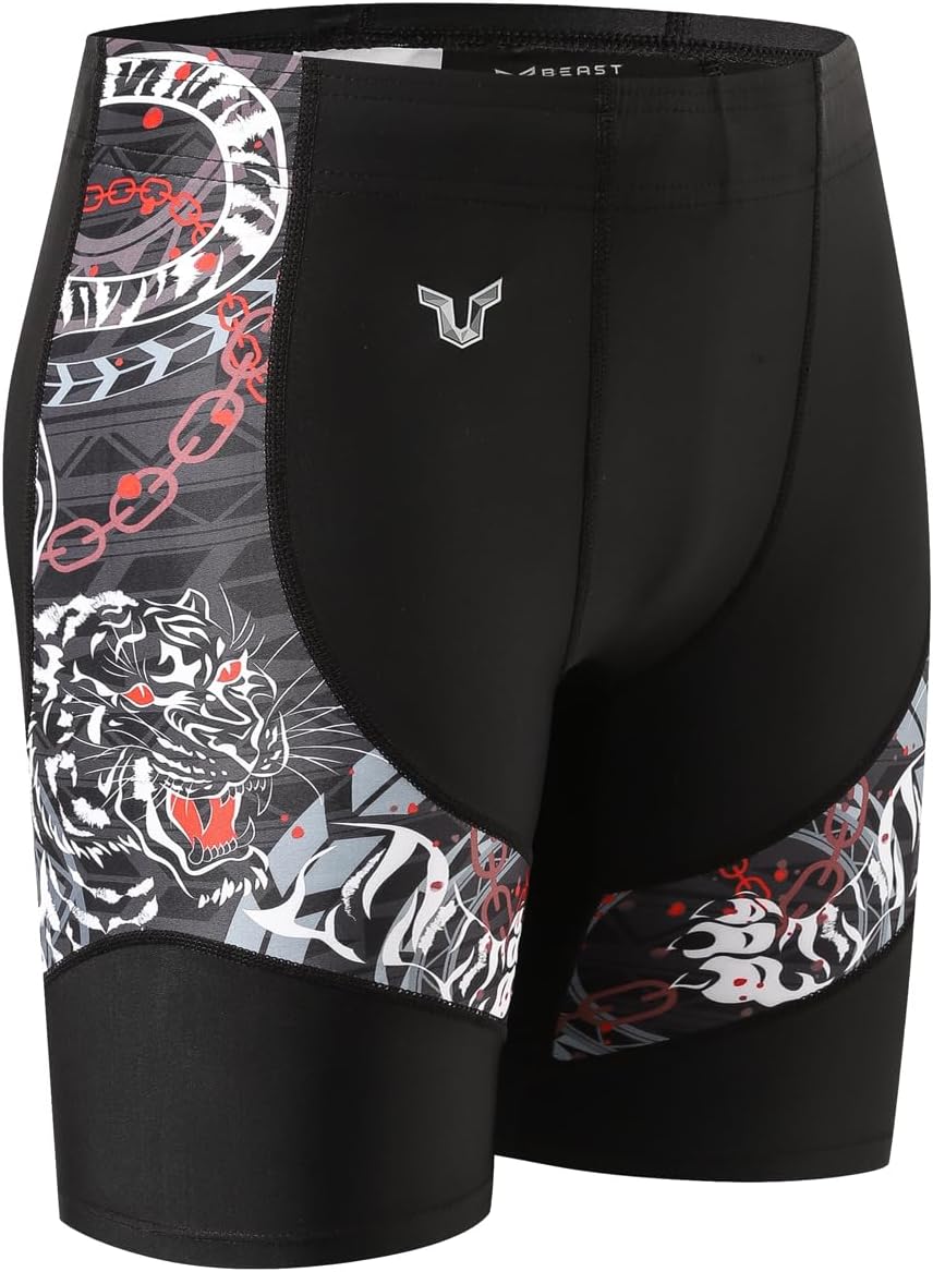 HUGE SPORTS Herren Splice Schwimmhose Kompression Jammer Lang Wilde Serie S Tiger, S Tiger