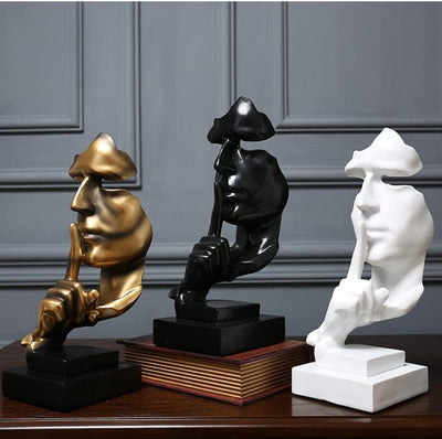 PIGPIGFLY Schweigen ist Gold Statue,Deko Figuren, Deko Wohnzimmer Modern Zum Hinstellen, Abstrakte S