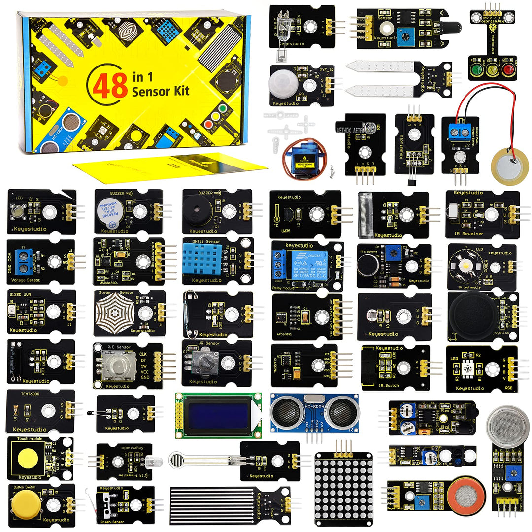 KEYESTUIDO 48 in 1 Sensormodul Bausatz Kompatibel mit Arduino IDE mit Anleitung Programmieren und El