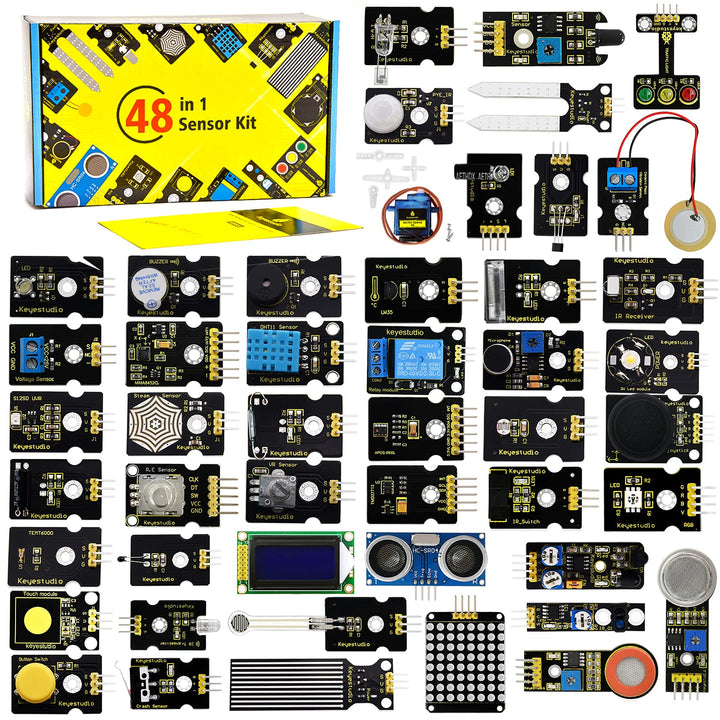 KEYESTUIDO 48 in 1 Sensormodul Bausatz Kompatibel mit Arduino IDE mit Anleitung Programmieren und El