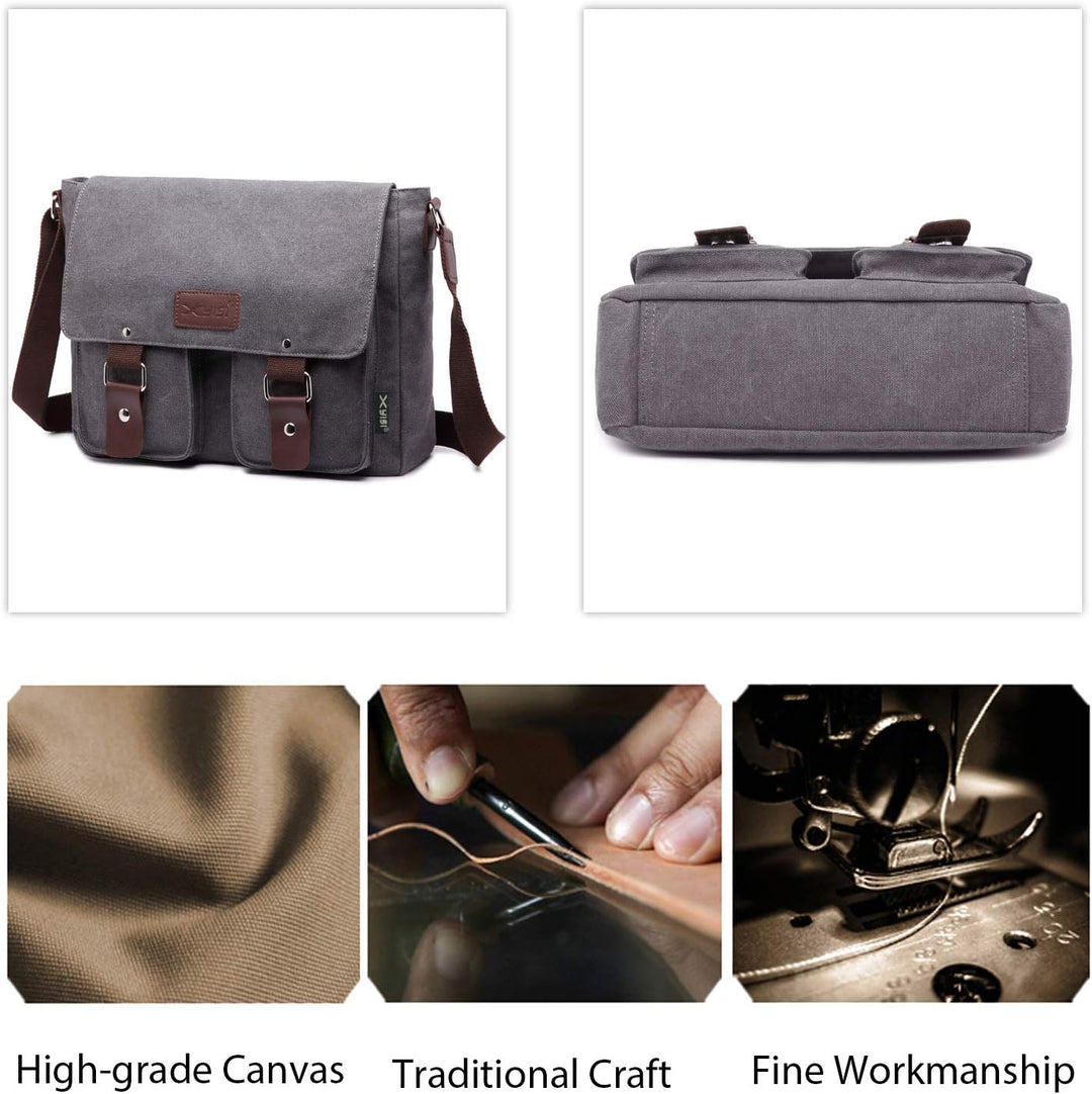 FANDARE Leinwand Messenger Bag Umhängetasche 7.9 inch iPad Tasche Schultertasche Unisex Segeltuch Ta