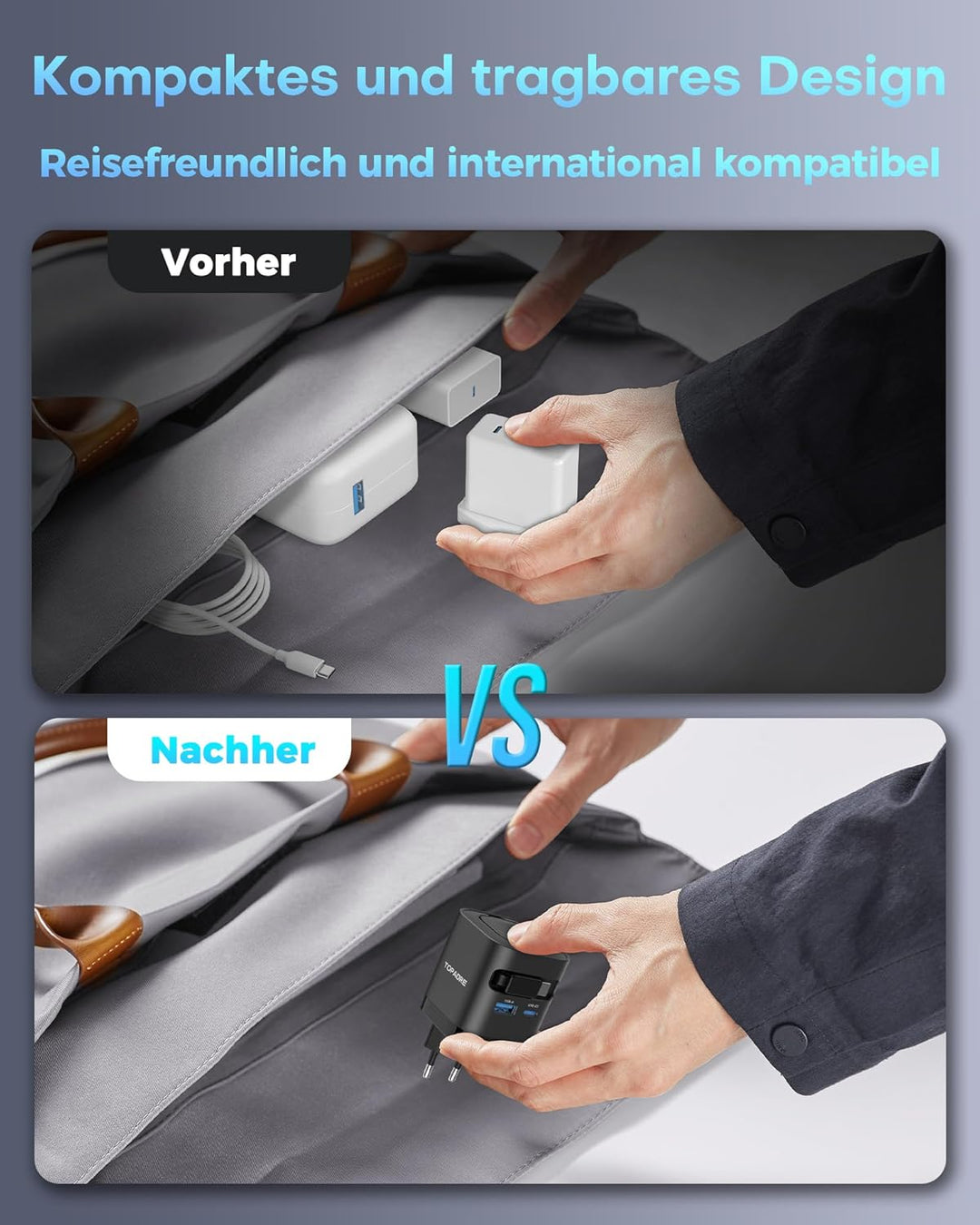 Einziehbares 65W USB C ladegerät mit Kabeln für Apple Watch, 4-Port GaN USB C Ladegerät Netzteil mit