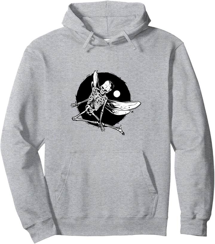 Winged Skeleton Grunge Pullover Hoodie