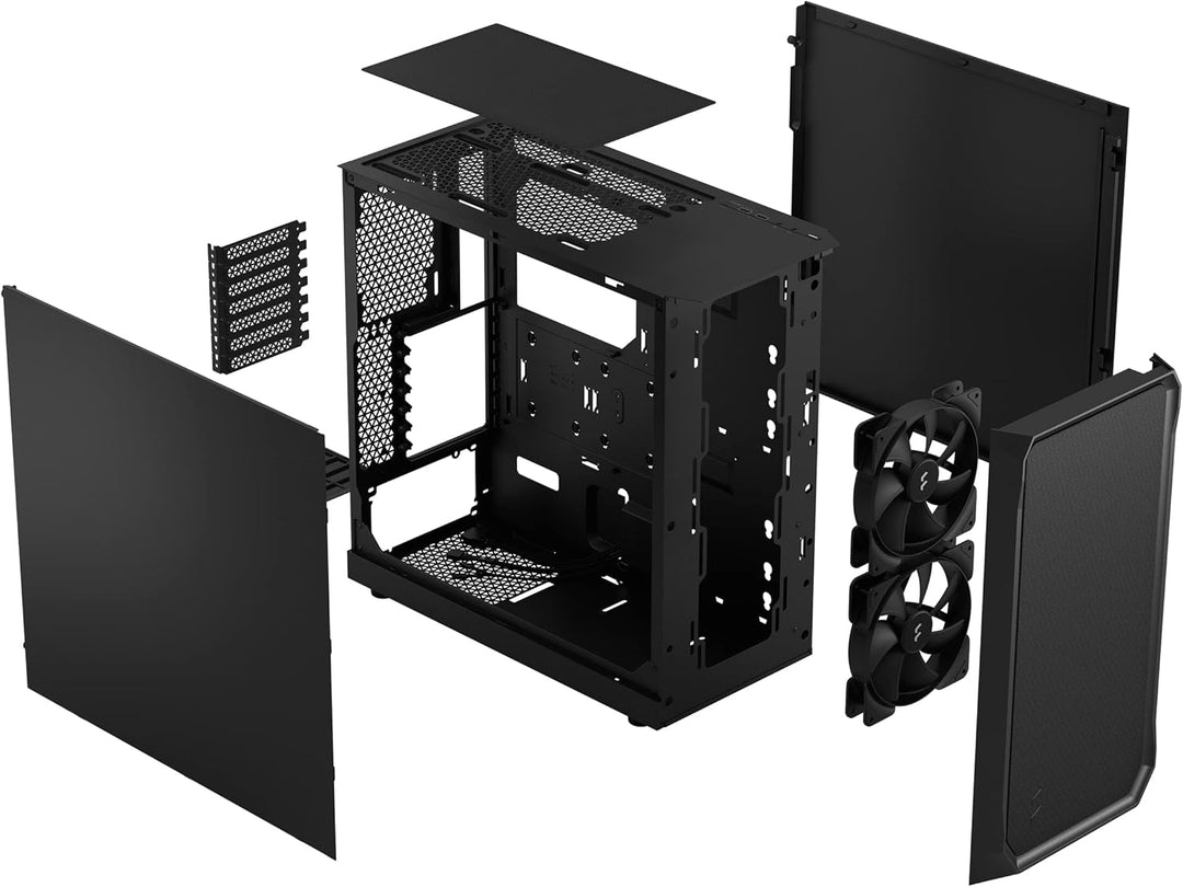 Fractal Design Focus 2 Black Solid - Mesh Front – Two 140 mm Aspect Fans Included – ATX Gaming Case,