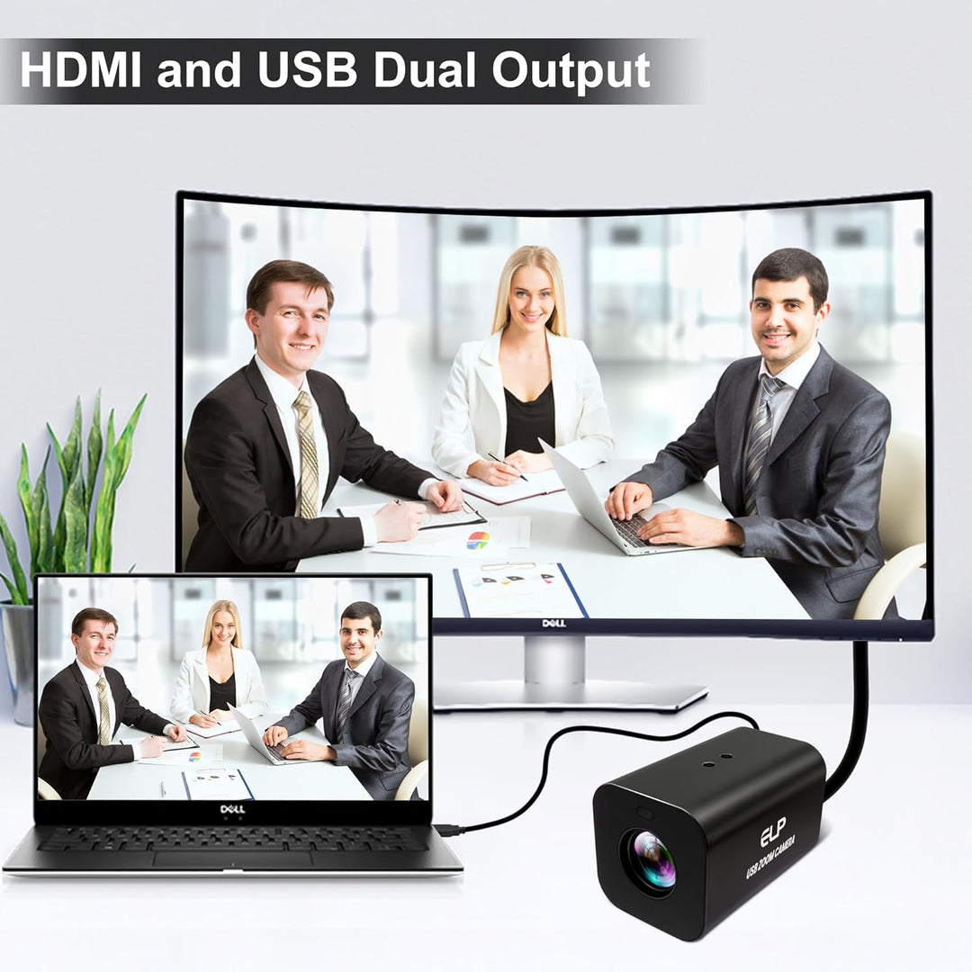 ELP HDMI 12x Zoom USB-Kamera 4K Autofokus 60FPS High-Speed-Webcam USB HDMI Simultane Ausgabe PC-Kame