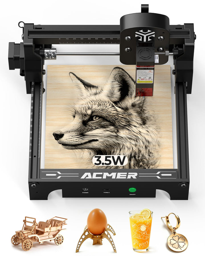 Acmer T1 Lasergravierer 3.5W, Tragbarer Mini Lasergravur Maschine, 0.01mm HochpräZiser Laser Cutter,