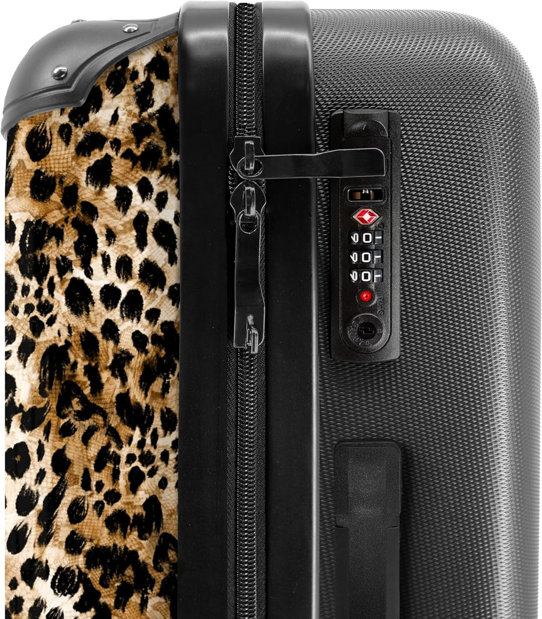 NoBoringSuitcases.com® Grosser Koffer - Leopardenmuster - Braun - Tiermuster - Tiere - Design - Komb