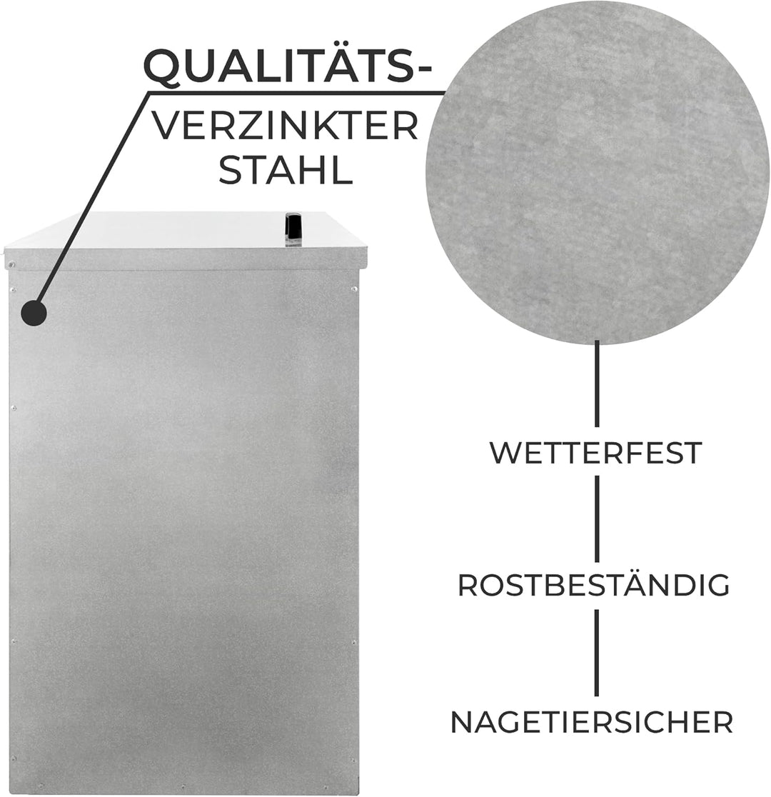 Kohleeimer Kohlebunker Kohlebehälter 250kg 390L Verzinkter Stahl Erhöhter Sockel Verstärkungsstange