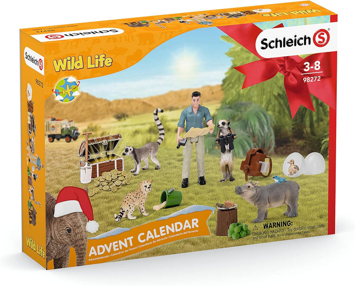 schleich WILD LIFE 98272 Adventskalender Kinder - Tiere Figuren Set mit Abenteuerfigur - Mit Baby Ni