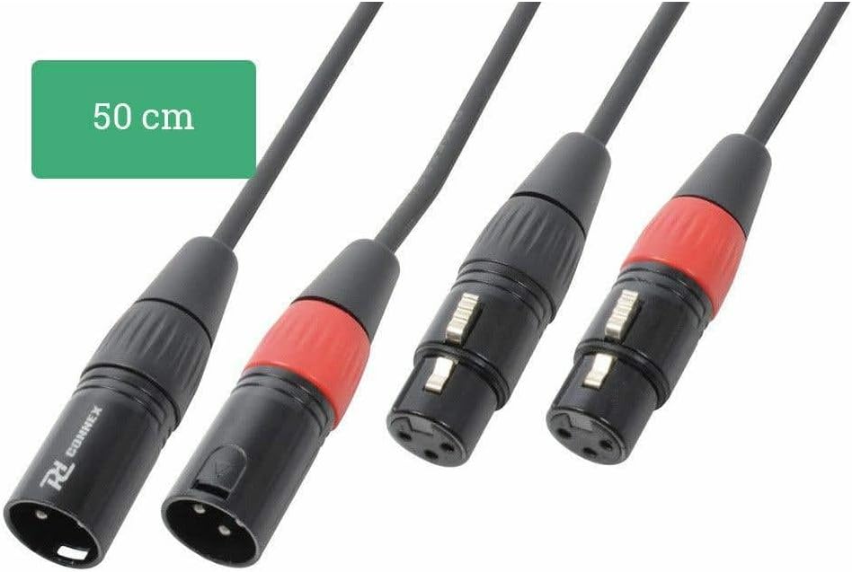PD Connex Kabel 2x XLR-Stecker - Buchse 0,5 m Schwarz 0,5 Meter, 0,5 Meter
