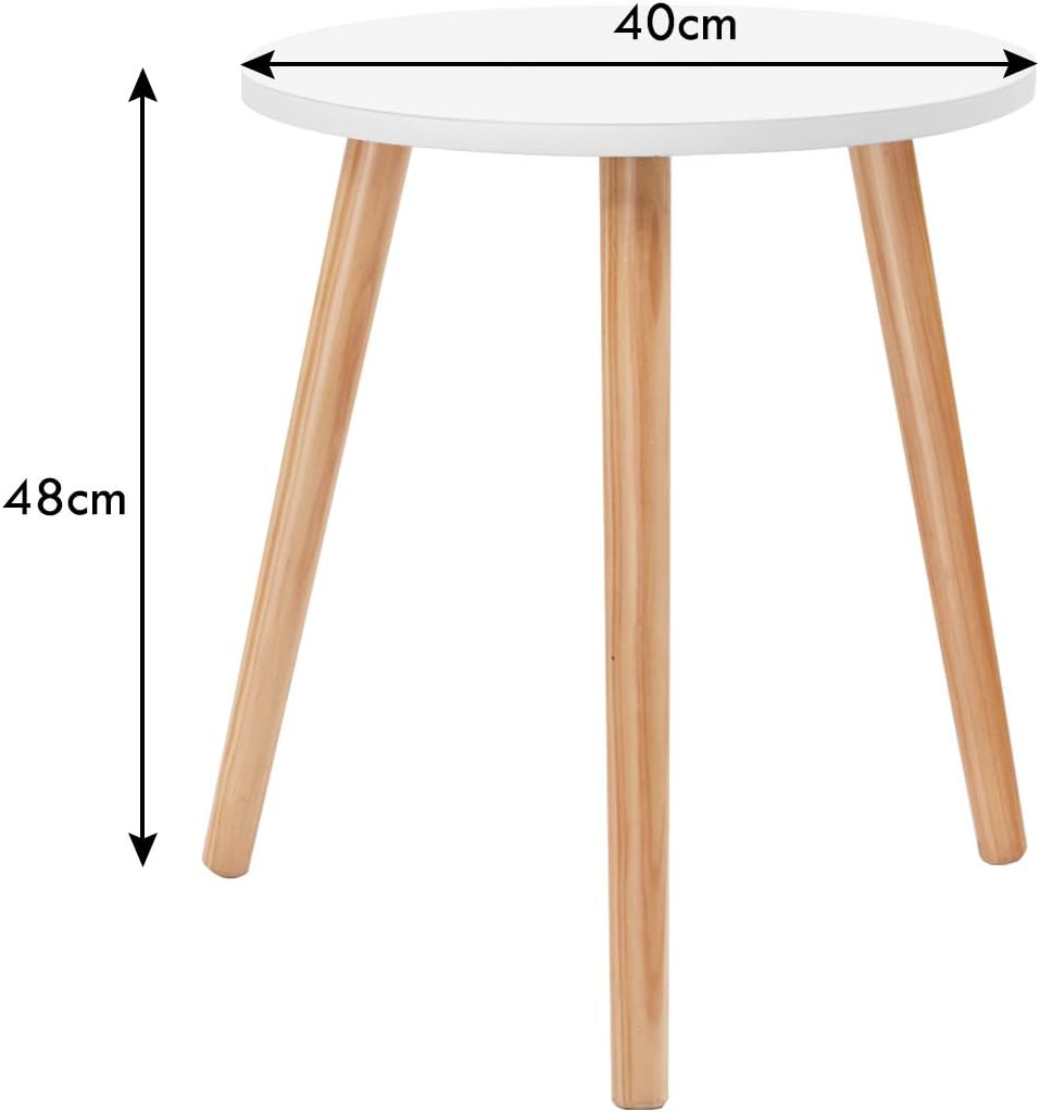 GIANTEX Beistelltisch Weiss Holz, Kaffeetisch rund Holz für Schlafzimmer Wohnzimmer Balkon, Nachttis
