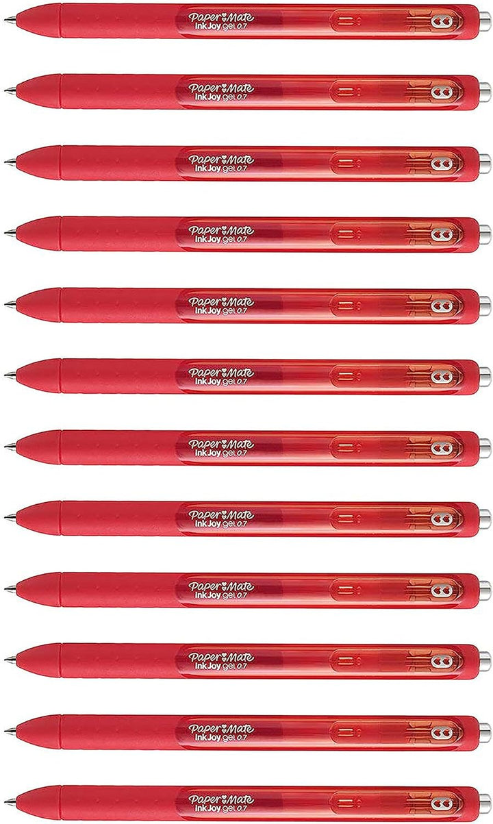 Paper Mate InkJoy Gelstifte | mittlere Spitze (0,7mm) | rot | 12 Stück Rot 12 Stück (1er Pack), Rot