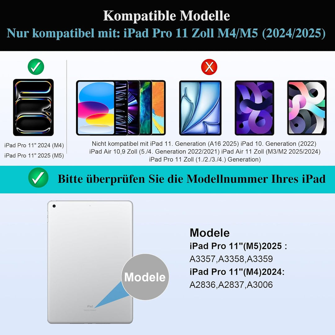 WIWU iPad Pro 11 Hülle mit Tastatur 3 in 1 Magnetische Abnehmbare Tasche Tastatur Ständer Beleuchtet