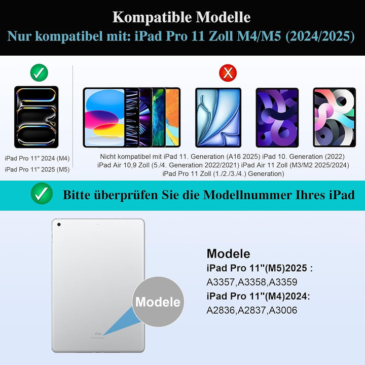 WIWU iPad Pro 11 Hülle mit Tastatur 3 in 1 Magnetische Abnehmbare Tasche Tastatur Ständer Beleuchtet