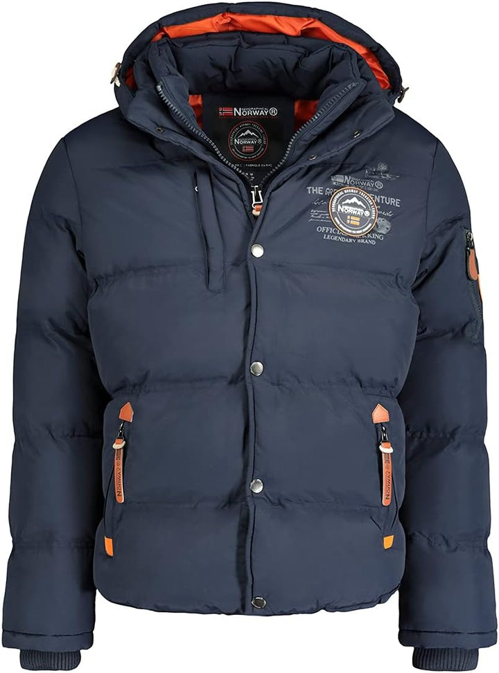 Geographical Norway Herren Winterjacke mit Kapuze Full Zip gefüttert Wind- und Kälteabweisend schnel