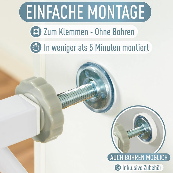 ib style® Berrin ! PREISSIEGER ! Treppengitter 58-175cm | Türschutzgitter | Ohne Bohren | 90° Stop |