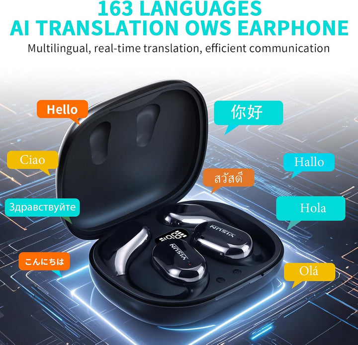 YISUN AI Kopfhörer Übersetzer, 5-in-1 Echtzeit-Übersetzung Earbuds in 163 Sprachen | 5 Übersetzungsm