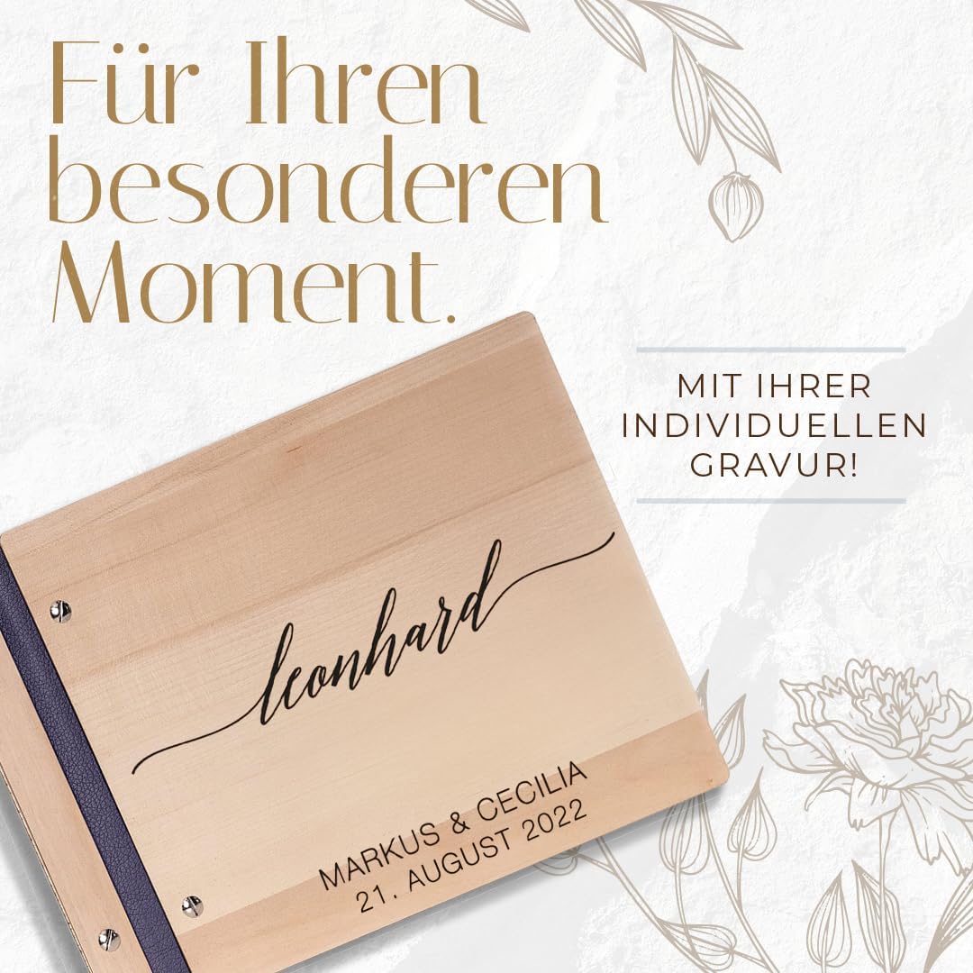 Hochzeitideal – Personalisierbares Gästebuch Hochzeit Leon E7 mit 40 Seiten I Hochzeit Gästebuch aus